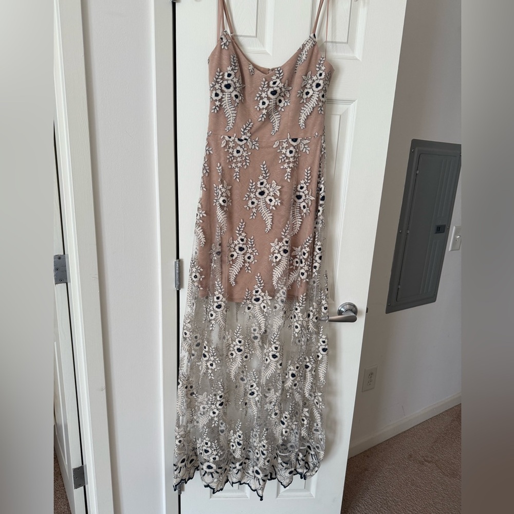 Dress the Population - Embroidered Dress with nude slip